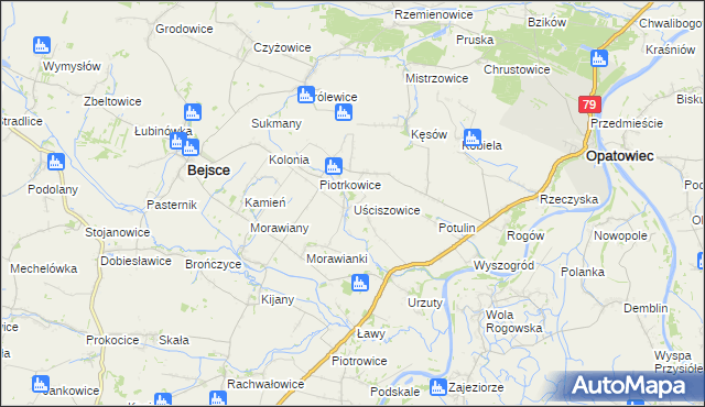 mapa Uściszowice, Uściszowice na mapie Targeo