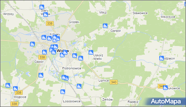 mapa Uskorz Wielki, Uskorz Wielki na mapie Targeo