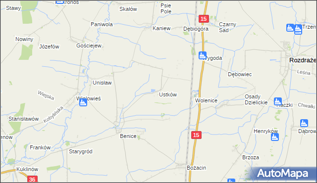 mapa Ustków gmina Krotoszyn, Ustków gmina Krotoszyn na mapie Targeo