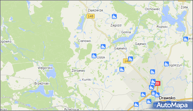 mapa Ustok, Ustok na mapie Targeo