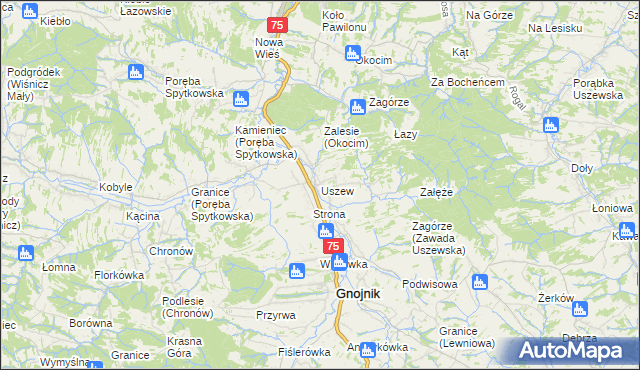 mapa Uszew, Uszew na mapie Targeo