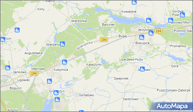 mapa Uzarzewo, Uzarzewo na mapie Targeo