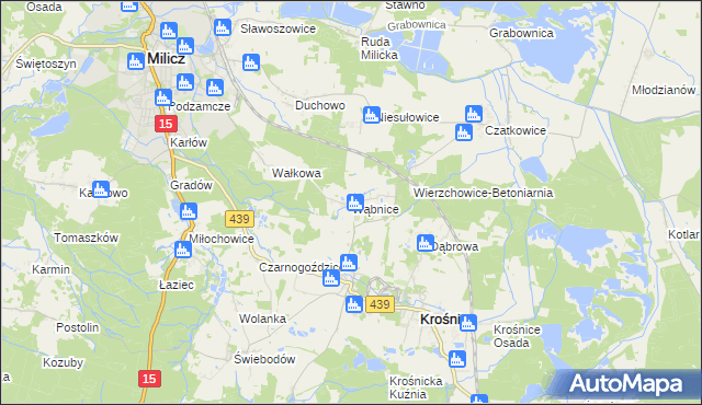 mapa Wąbnice, Wąbnice na mapie Targeo