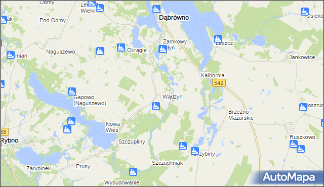 mapa Wądzyn gmina Dąbrówno, Wądzyn gmina Dąbrówno na mapie Targeo