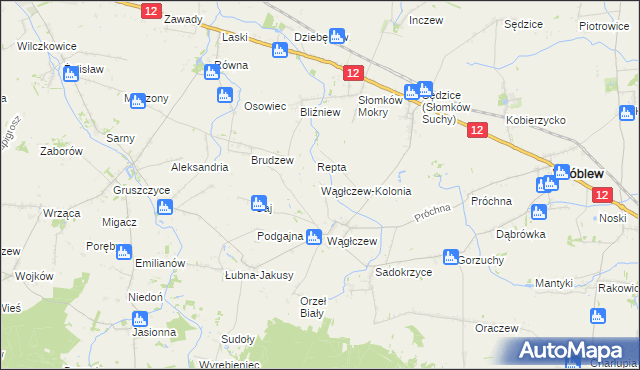 mapa Wągłczew-Kolonia, Wągłczew-Kolonia na mapie Targeo