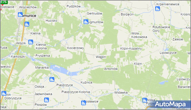 mapa Wąglin, Wąglin na mapie Targeo