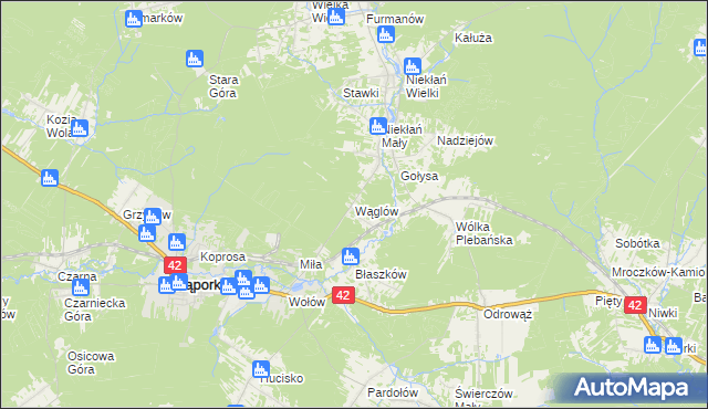 mapa Wąglów, Wąglów na mapie Targeo