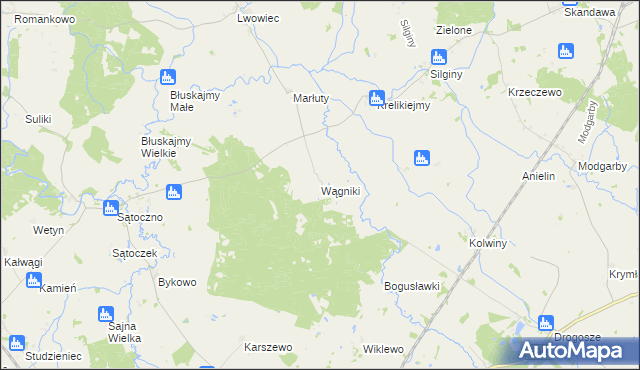 mapa Wągniki gmina Korsze, Wągniki gmina Korsze na mapie Targeo