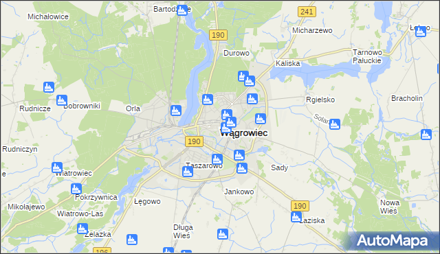 mapa Wągrowiec, Wągrowiec na mapie Targeo