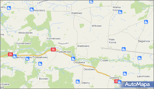 mapa Wałdówko gmina Sępólno Krajeńskie, Wałdówko gmina Sępólno Krajeńskie na mapie Targeo