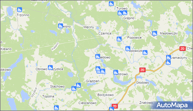 mapa Wałdowo gmina Miastko, Wałdowo gmina Miastko na mapie Targeo