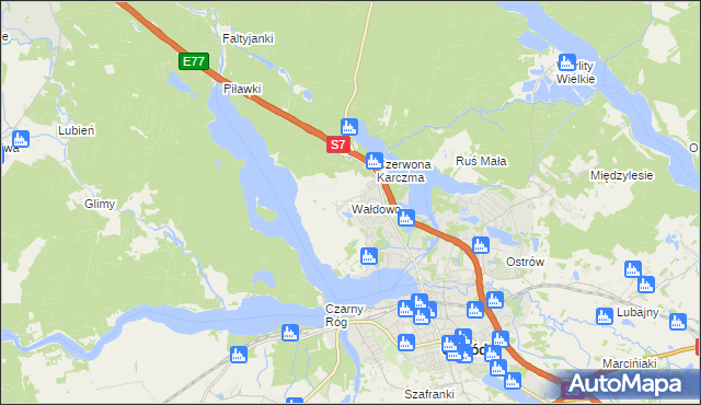 mapa Wałdowo gmina Ostróda, Wałdowo gmina Ostróda na mapie Targeo