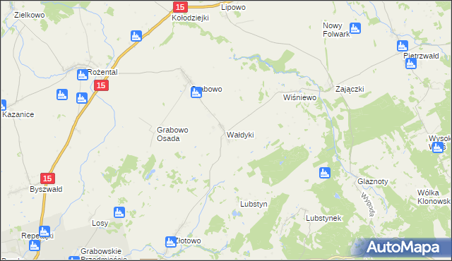 mapa Wałdyki, Wałdyki na mapie Targeo