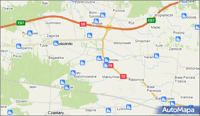 mapa Walichnowy, Walichnowy na mapie Targeo