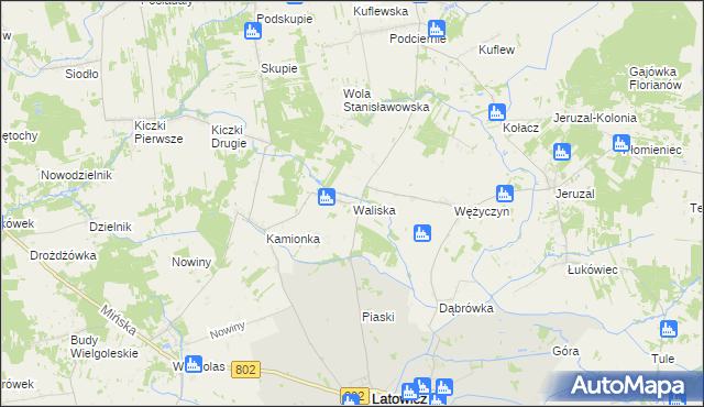 mapa Waliska gmina Latowicz, Waliska gmina Latowicz na mapie Targeo