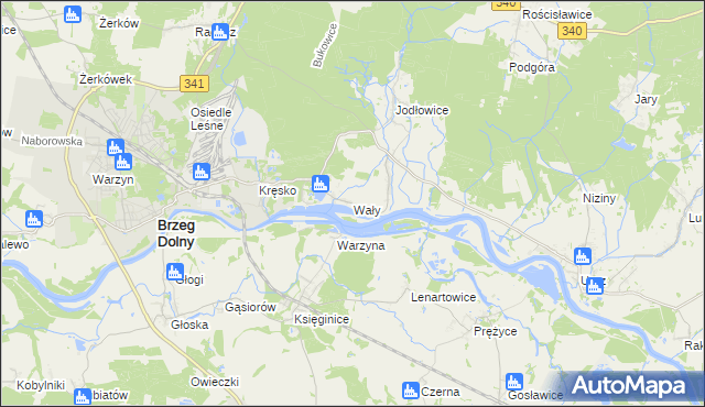 mapa Wały gmina Brzeg Dolny, Wały gmina Brzeg Dolny na mapie Targeo