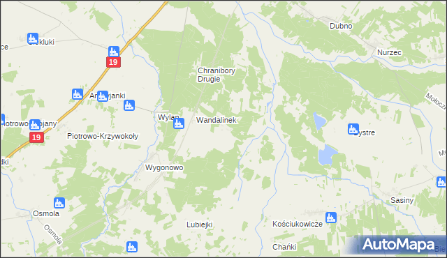 mapa Wandalin gmina Boćki, Wandalin gmina Boćki na mapie Targeo