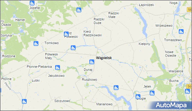 mapa Wąpielsk, Wąpielsk na mapie Targeo