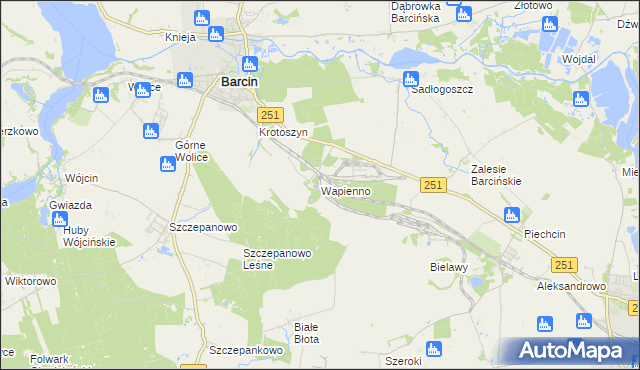 mapa Wapienno, Wapienno na mapie Targeo