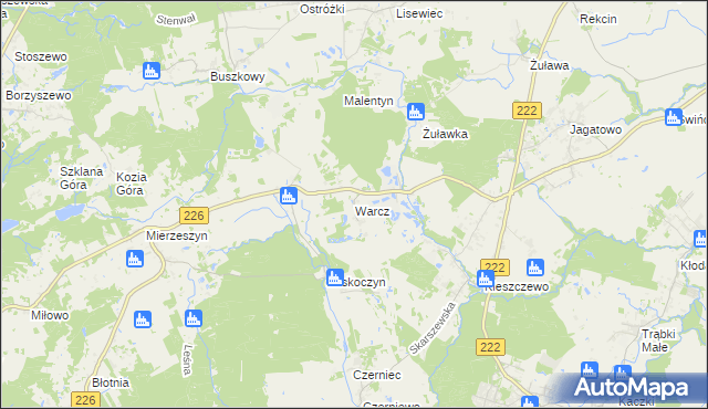 mapa Warcz, Warcz na mapie Targeo