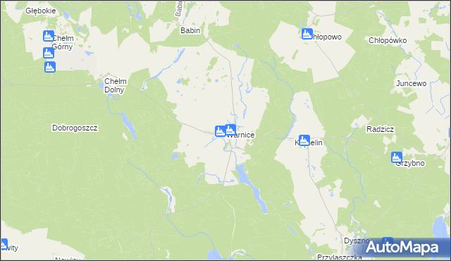 mapa Warnice gmina Dębno, Warnice gmina Dębno na mapie Targeo