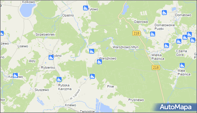 mapa Warszkowo gmina Wejherowo, Warszkowo gmina Wejherowo na mapie Targeo