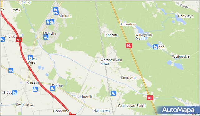 mapa Warząchewka Nowa, Warząchewka Nowa na mapie Targeo