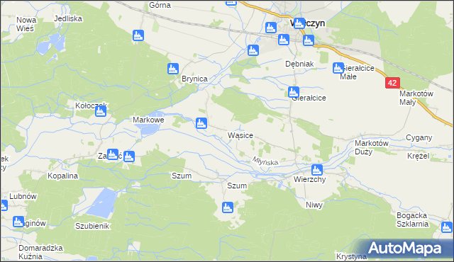 mapa Wąsice, Wąsice na mapie Targeo