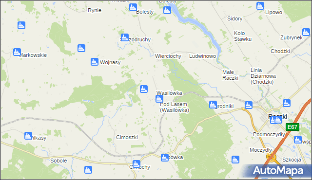 mapa Wasilówka gmina Raczki, Wasilówka gmina Raczki na mapie Targeo