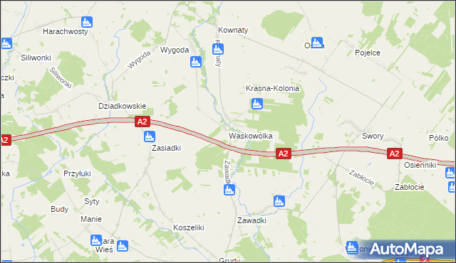 mapa Waśkowólka, Waśkowólka na mapie Targeo