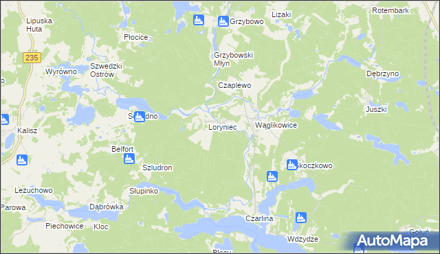 mapa Wawrzynowo, Wawrzynowo na mapie Targeo