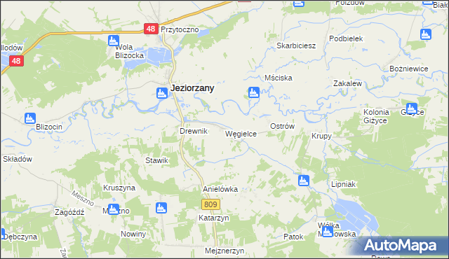 mapa Węgielce, Węgielce na mapie Targeo