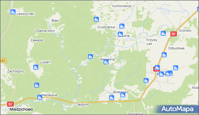 mapa Węgielnia gmina Miedzichowo, Węgielnia gmina Miedzichowo na mapie Targeo