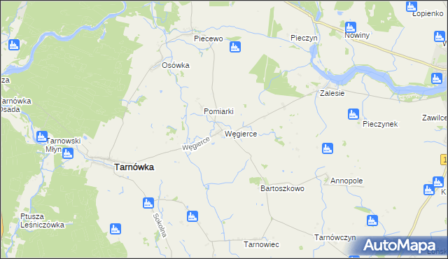 mapa Węgierce gmina Tarnówka, Węgierce gmina Tarnówka na mapie Targeo