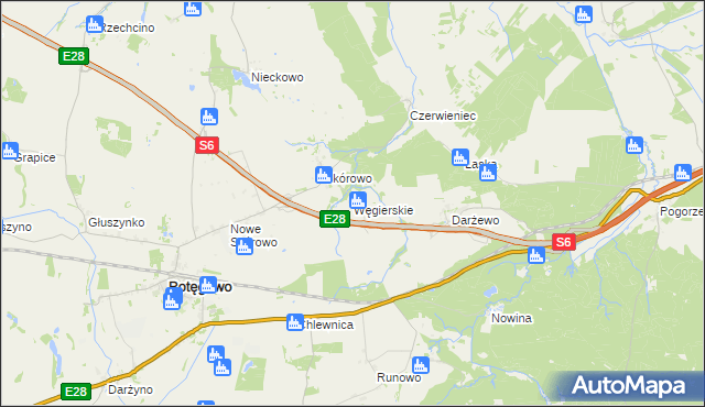 mapa Węgierskie gmina Potęgowo, Węgierskie gmina Potęgowo na mapie Targeo