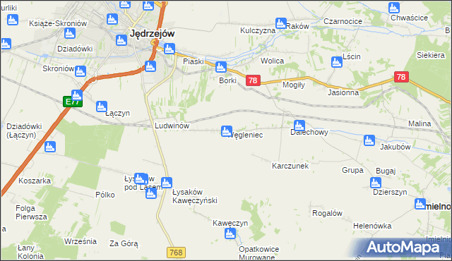 mapa Węgleniec, Węgleniec na mapie Targeo