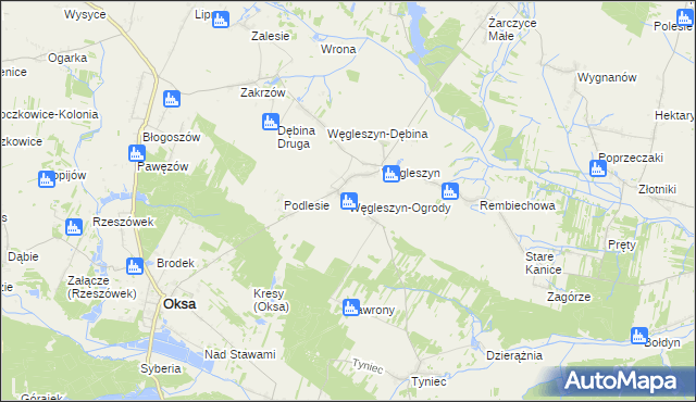 mapa Węgleszyn-Ogrody, Węgleszyn-Ogrody na mapie Targeo