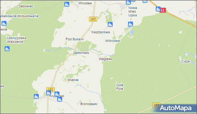 mapa Węglewo gmina Ujście, Węglewo gmina Ujście na mapie Targeo