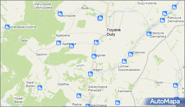 mapa Węglinek gmina Trzydnik Duży, Węglinek gmina Trzydnik Duży na mapie Targeo