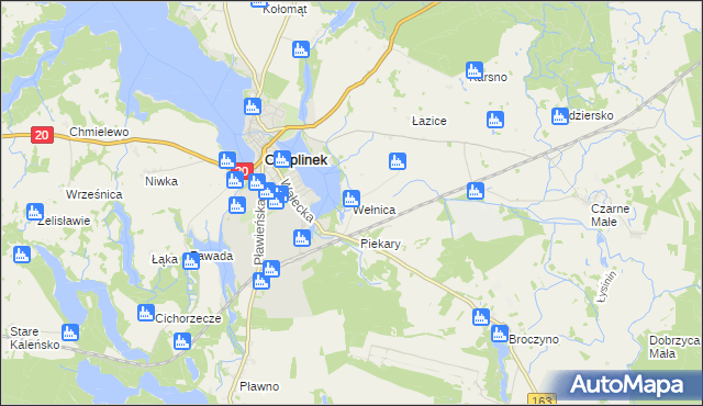 mapa Wełnica gmina Czaplinek, Wełnica gmina Czaplinek na mapie Targeo