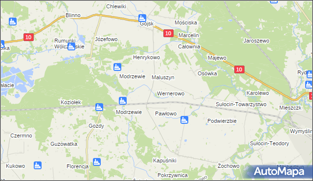 mapa Wernerowo, Wernerowo na mapie Targeo