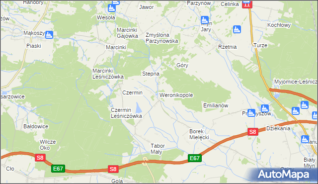 mapa Weronikopole, Weronikopole na mapie Targeo