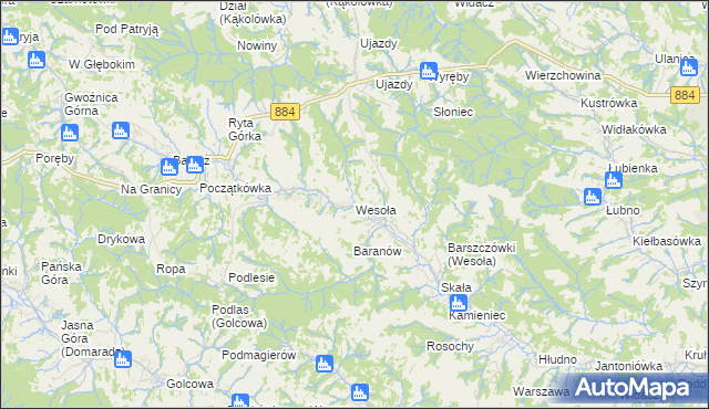 mapa Wesoła gmina Nozdrzec, Wesoła gmina Nozdrzec na mapie Targeo