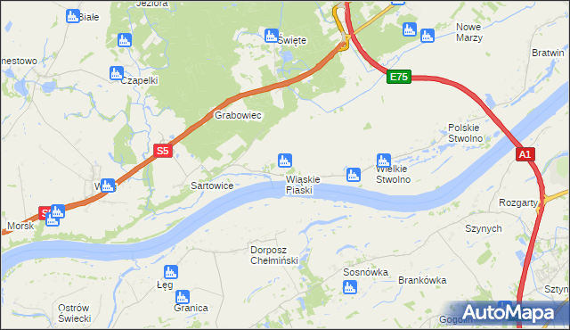 mapa Wiąskie Piaski, Wiąskie Piaski na mapie Targeo
