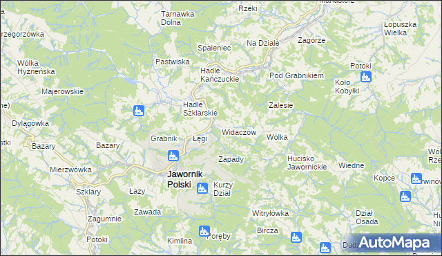 mapa Widaczów, Widaczów na mapie Targeo