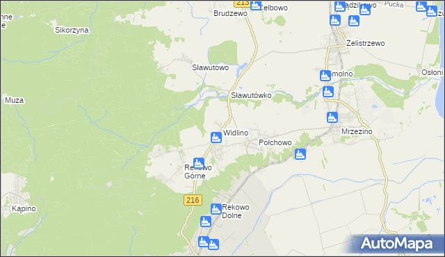 mapa Widlino gmina Puck, Widlino gmina Puck na mapie Targeo