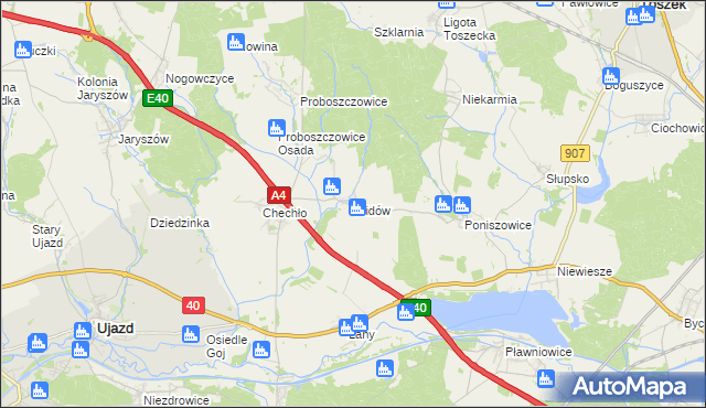 mapa Widów gmina Rudziniec, Widów gmina Rudziniec na mapie Targeo