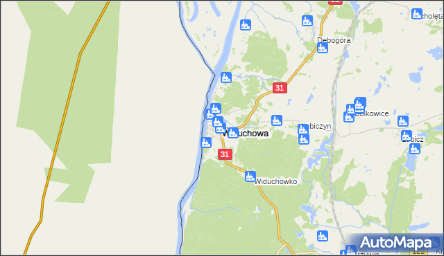 mapa Widuchowa powiat gryfiński, Widuchowa powiat gryfiński na mapie Targeo