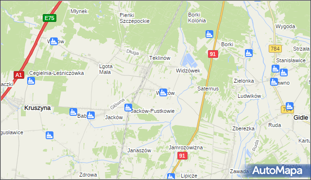 mapa Widzów, Widzów na mapie Targeo