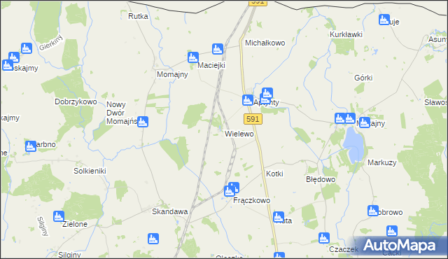 mapa Wielewo gmina Barciany, Wielewo gmina Barciany na mapie Targeo